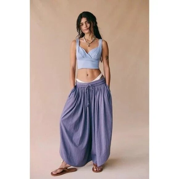 Free People Pants - Free People‎ Free-est Quentin Pants Mid Rise Wide Leg Billowy Cotton Size XS